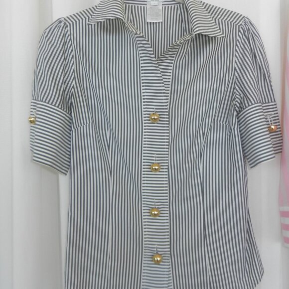 Kate Spade navy & white blse, - Picture 6 of 8